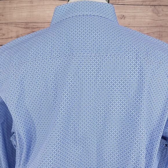 Bugatchi Shirt Mens 2XL Blue Geometric Shaped Fit Long Sleeve Button Up - Picture 5 of 9